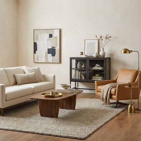 Arelius Black-Brown Mango Wood Accent Cabinet 