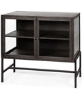 Arelius Black-Brown Mango Wood Accent Cabinet -1