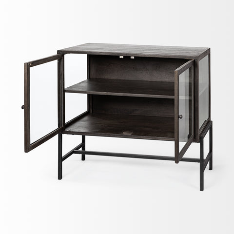 Arelius Black-Brown Mango Wood Accent Cabinet -2