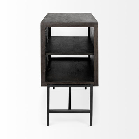 Arelius Black-Brown Mango Wood Accent Cabinet -3