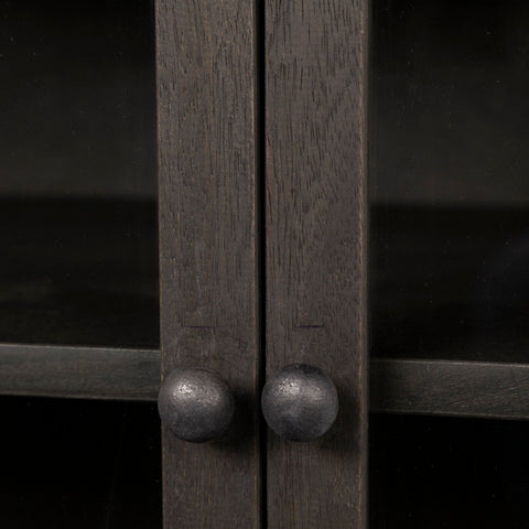 Arelius Black-Brown Mango Wood Accent Cabinet -7