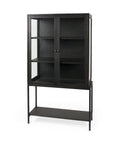 Arelius Black-Brown Mango Wood Display Cabinet - Mercana-1