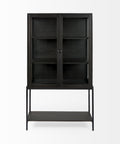 Arelius Black-Brown Mango Wood Display Cabinet - Mercana-2