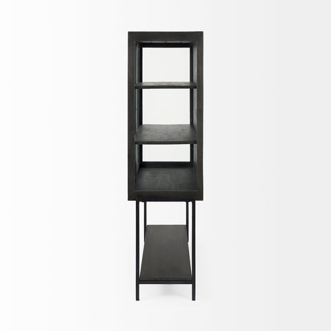 Arelius Black-Brown Mango Wood Display Cabinet - Mercana-3