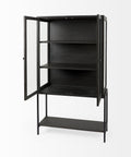 Arelius Black-Brown Mango Wood Display Cabinet - Mercana-4