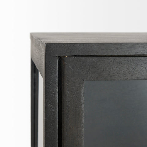 Arelius Black-Brown Mango Wood Display Cabinet - Mercana-5