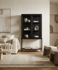 Arelius Black-Brown Mango Wood Display Cabinet - Mercana