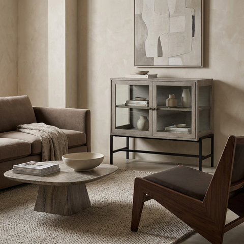 Arelius Grey Mango Wood Accent Cabinet 