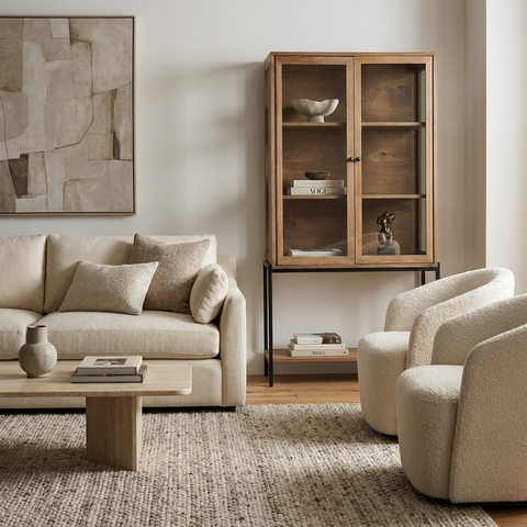 Arelius Light Brown Mango Wood Display Cabinet 