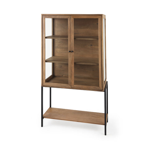 Arelius Light Brown Mango Wood Display Cabinet -1