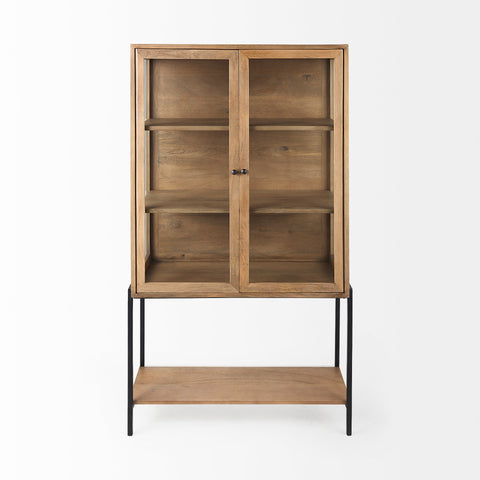 Arelius Light Brown Mango Wood Display Cabinet -2