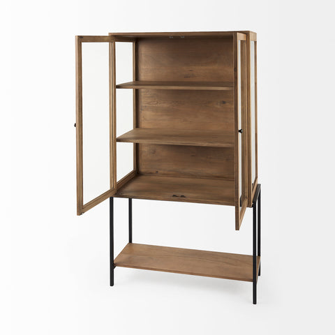 Arelius Light Brown Mango Wood Display Cabinet -4