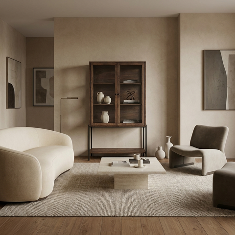 Arelius Medium Brown Mango Wood Display Cabinet 