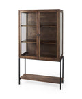 Arelius Medium Brown Mango Wood Display Cabinet -1
