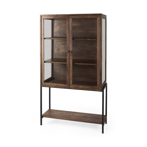 Arelius Medium Brown Mango Wood Display Cabinet -1