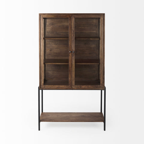 Arelius Medium Brown Mango Wood Display Cabinet -2