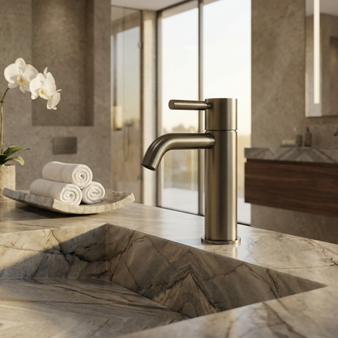Aria Brushed Black Chrome Single Hole Bathroom Faucet