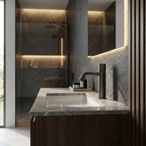 Aria Slim Brushed Black Chrome Single Hole Bathroom Faucet