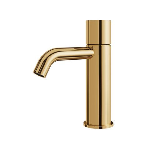 Aria Slim Polished Gold Single Hole Bathroom Faucet - Aquabrass