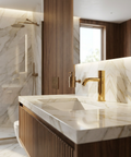 Aria Slim Polished Gold Single Hole Bathroom Faucet - Aquabrass