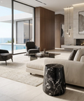 Aries Black Marble-Look Concrete End Table 