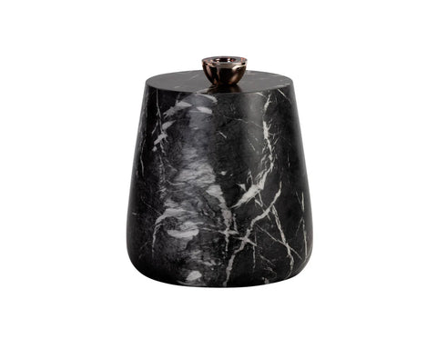 Aries Black Marble-Look Concrete End Table -1