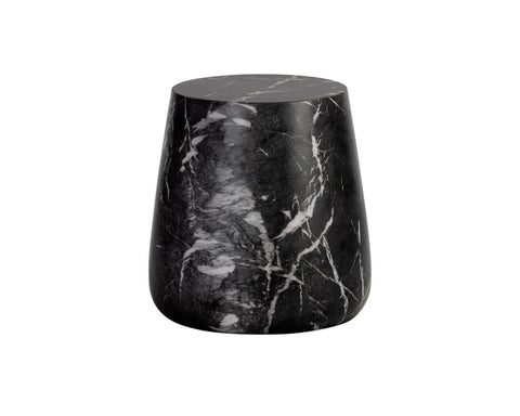 Aries Black Marble-Look Concrete End Table -2
