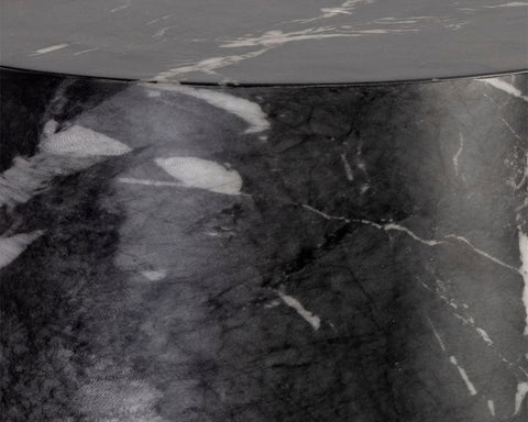 Aries Black Marble-Look Concrete End Table -3