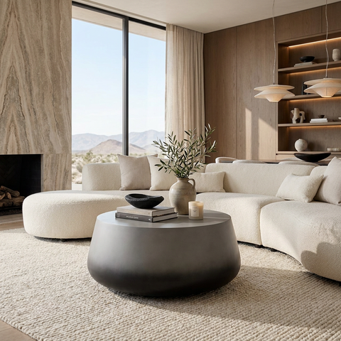 Aries Grey Concrete Coffee Table Sunpan