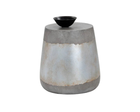 Aries Grey Concrete and Silver Foil End Table -1