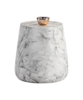 Aries White Marble-Look Concrete End Table-1