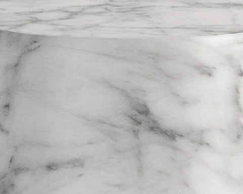 Aries White Marble-Look Concrete End Table-2