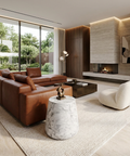 Aries White Marble-Look Concrete End Table