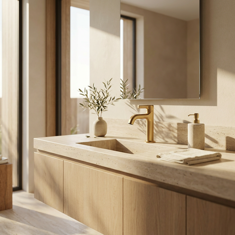 Ariston Brushed Gold Single Hole Bathroom Faucet