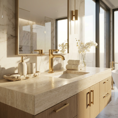 Ariston Polished Gold Single Hole Bathroom Faucet