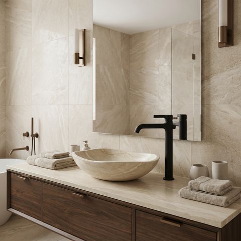 Ariston Tall Black Single Hole Bathroom Faucet