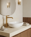 Ariston Tall Brushed Gold Single Hole Bathroom Faucet