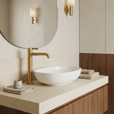 Ariston Tall Brushed Gold Single Hole Bathroom Faucet