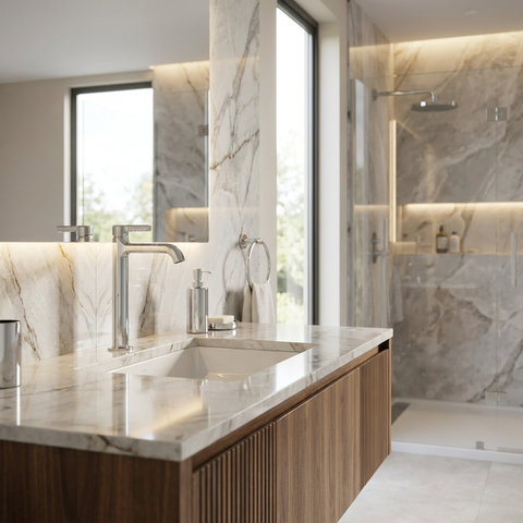 Ariston Tall Polished Chrome Single Hole Bathroom Faucet - Aquabrass