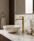 Ariston Tall Polished Gold Single Hole Bathroom Faucet 