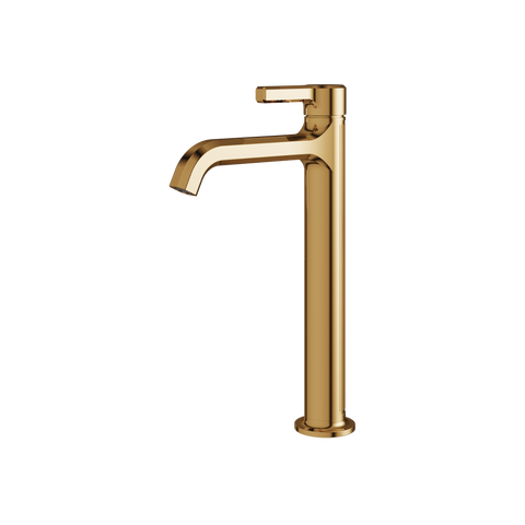 Ariston Tall Polished Gold Single Hole Bathroom Faucet -1