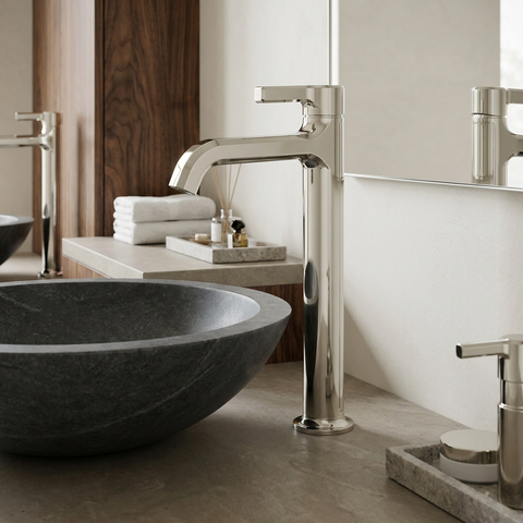 Ariston Tall Polished Nickel Single Hole Bathroom Faucet