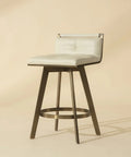Arizona Cream Faux Leather Swivel Counter Stool -1
