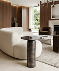 Arta Smoked Glass and Charcoal Aluminum End Table 