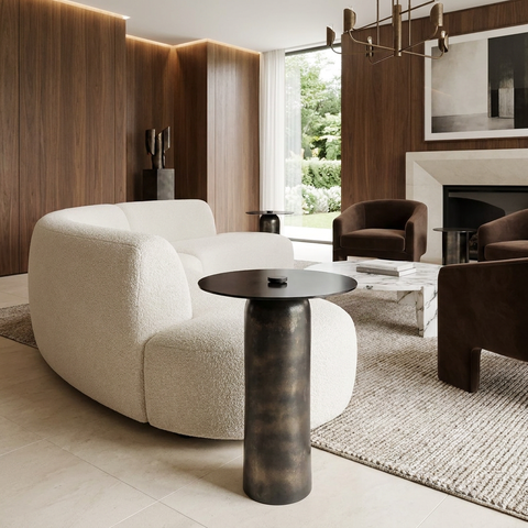 Arta Smoked Glass and Charcoal Aluminum End Table 