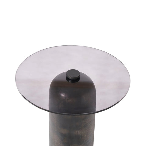 Arta Smoked Glass and Charcoal Aluminum End Table -2