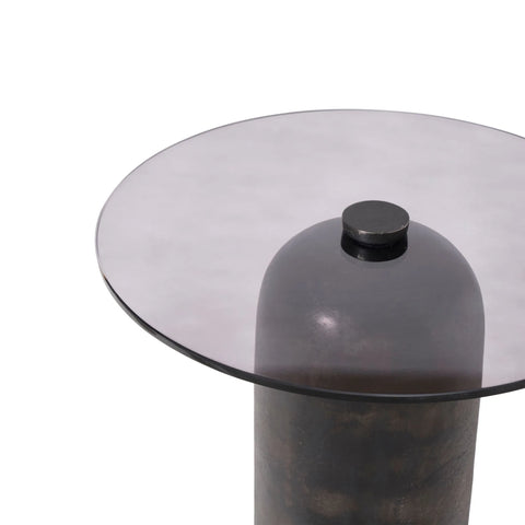 Arta Smoked Glass and Charcoal Aluminum End Table -3