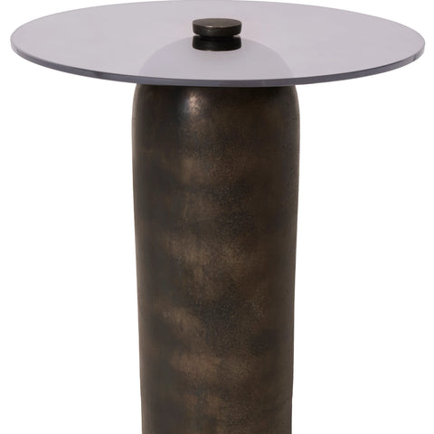Arta Smoked Glass and Charcoal Aluminum End Table -4