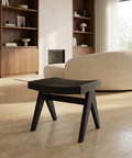 Arvin Black Cane Seat Stool 
