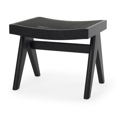Arvin Black Cane Seat Stool -1